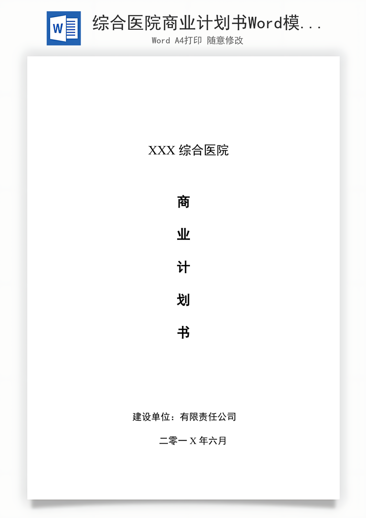 综合医院商业计划书Word模板