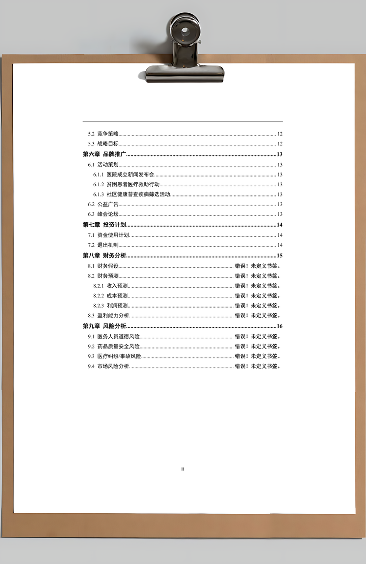 综合医院商业计划书Word模板