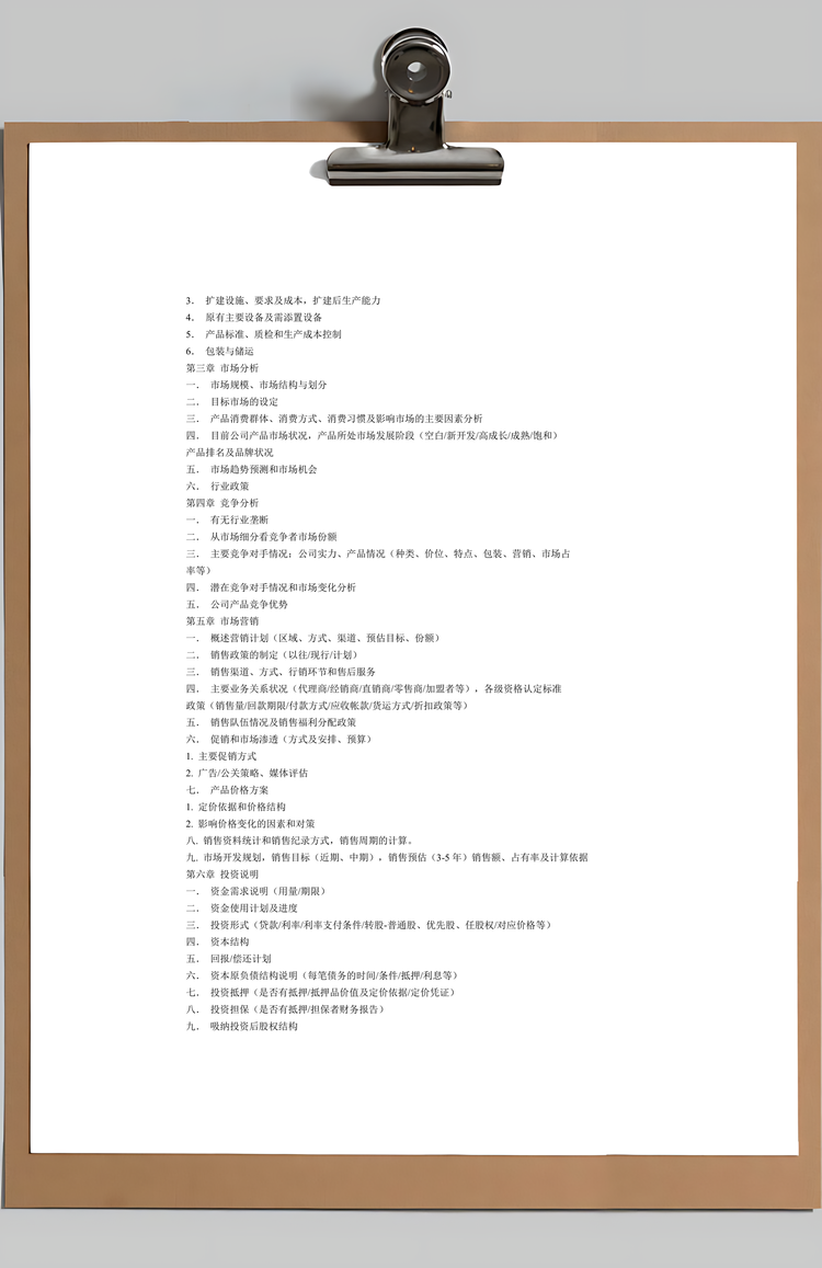 旅游项目商业计划书Word模板