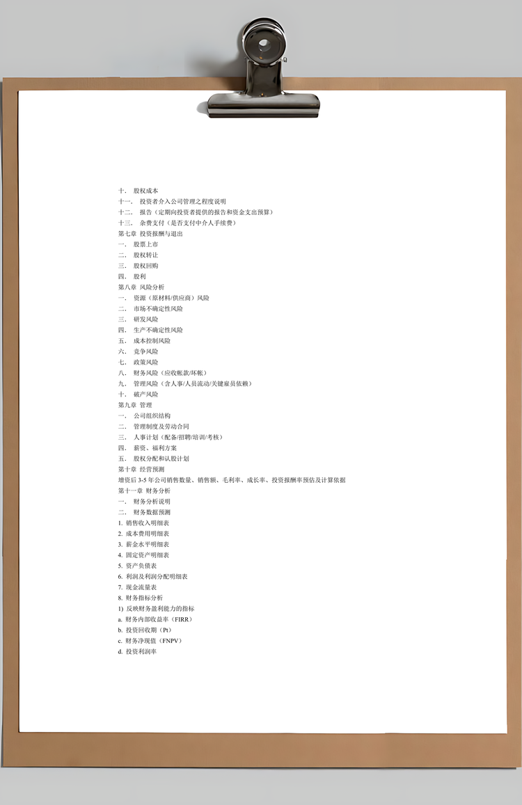 旅游项目商业计划书Word模板