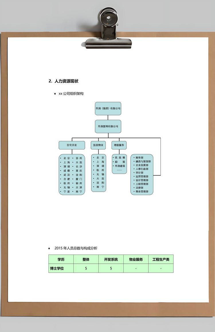 公司人力资源规划与预算Word模板