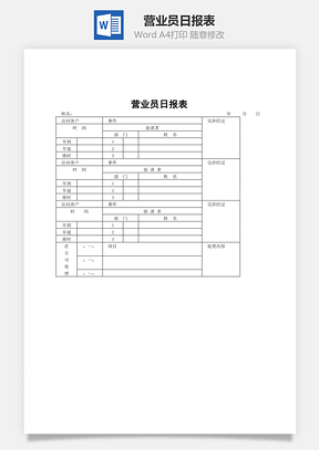 营业员日报表word文档