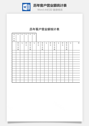 历年客户营业额统计表word文档