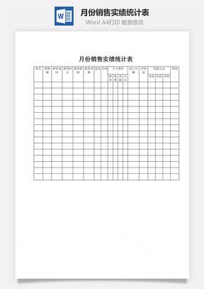 月份销售实绩统计表word文档