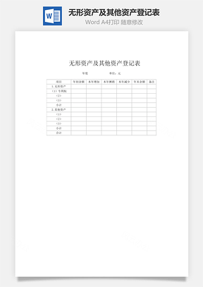 无形资产及其他资产登记表Word模板