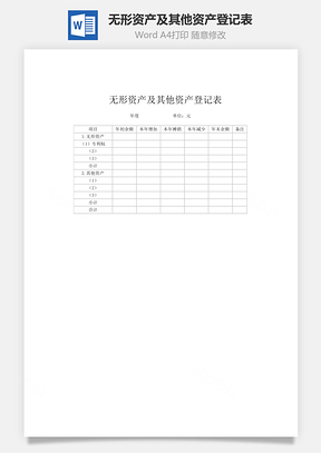 无形资产及其他资产登记表word文档