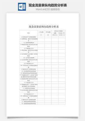 现金流量表纵向趋势分析表word文档