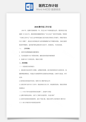 医药工作计划Word模板