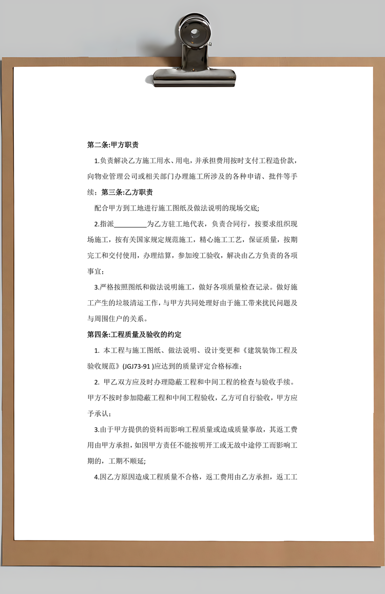 装修施工合同Word模板