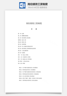岗位绩效工资制度Word模板