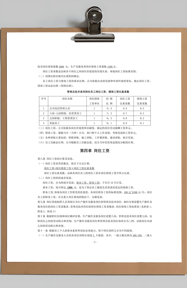 岗位绩效工资制度Word模板