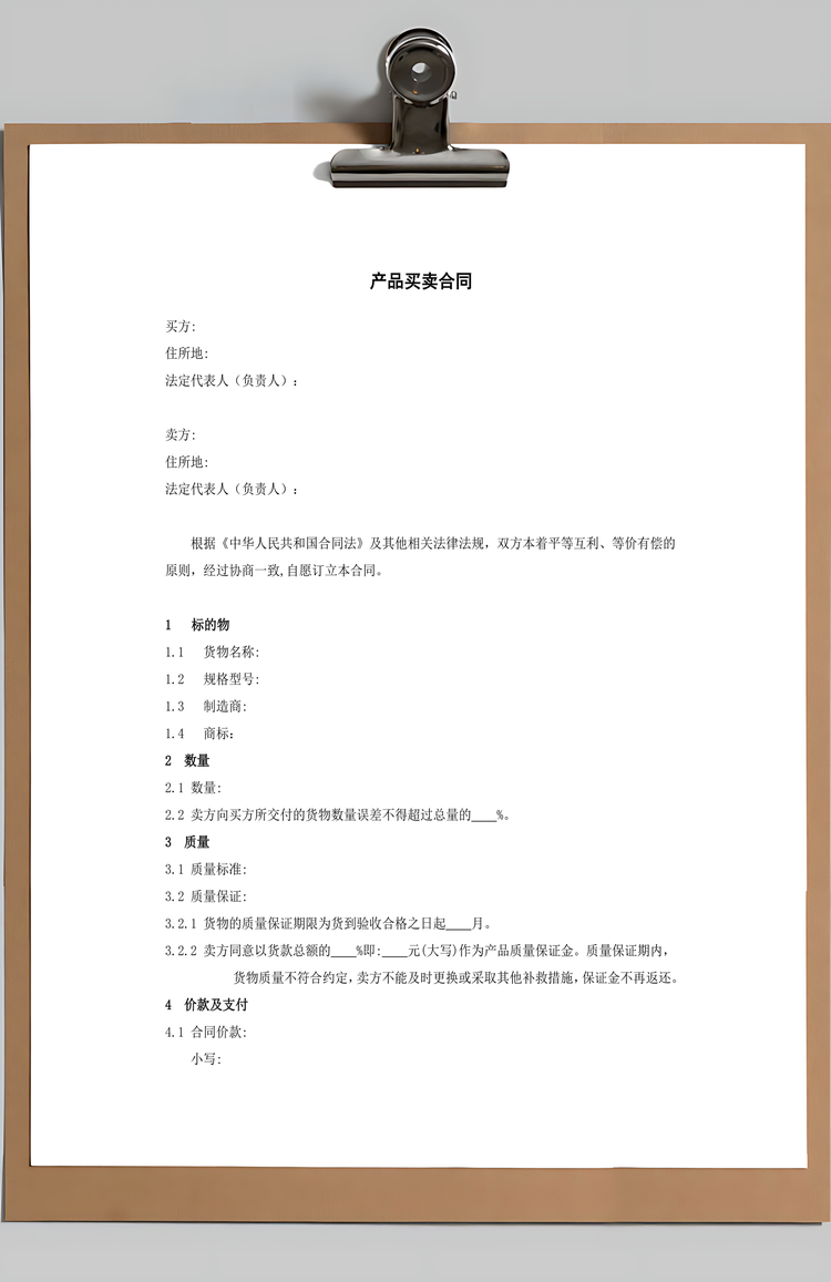 产品买卖合同Word模板