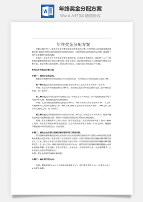 年终奖金分配方案word文档