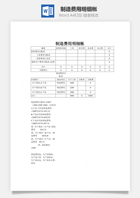 制造费用明细帐word文档