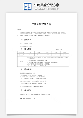 年终奖金分配方案word文档