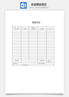 财务管理企业营业日记Word模板