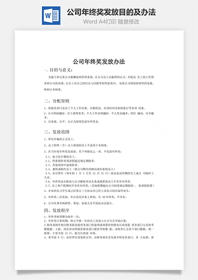 公司年终奖发放目的及办法word文档