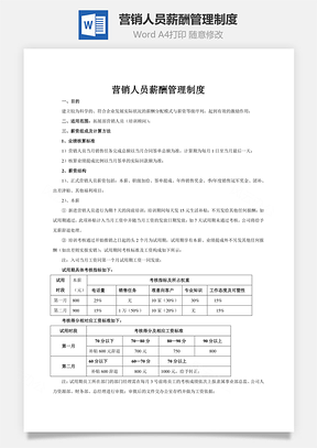 财务管理营销人员薪酬管理制度Word模板