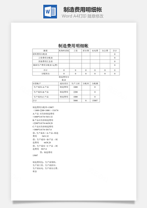 制造费用明细帐Word模板