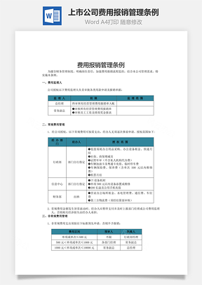 某上市公司费用报销管理条例word文档