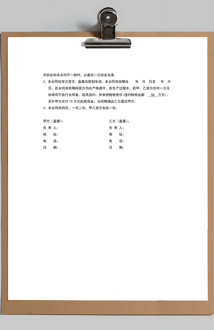食品委托加工合同Word模板