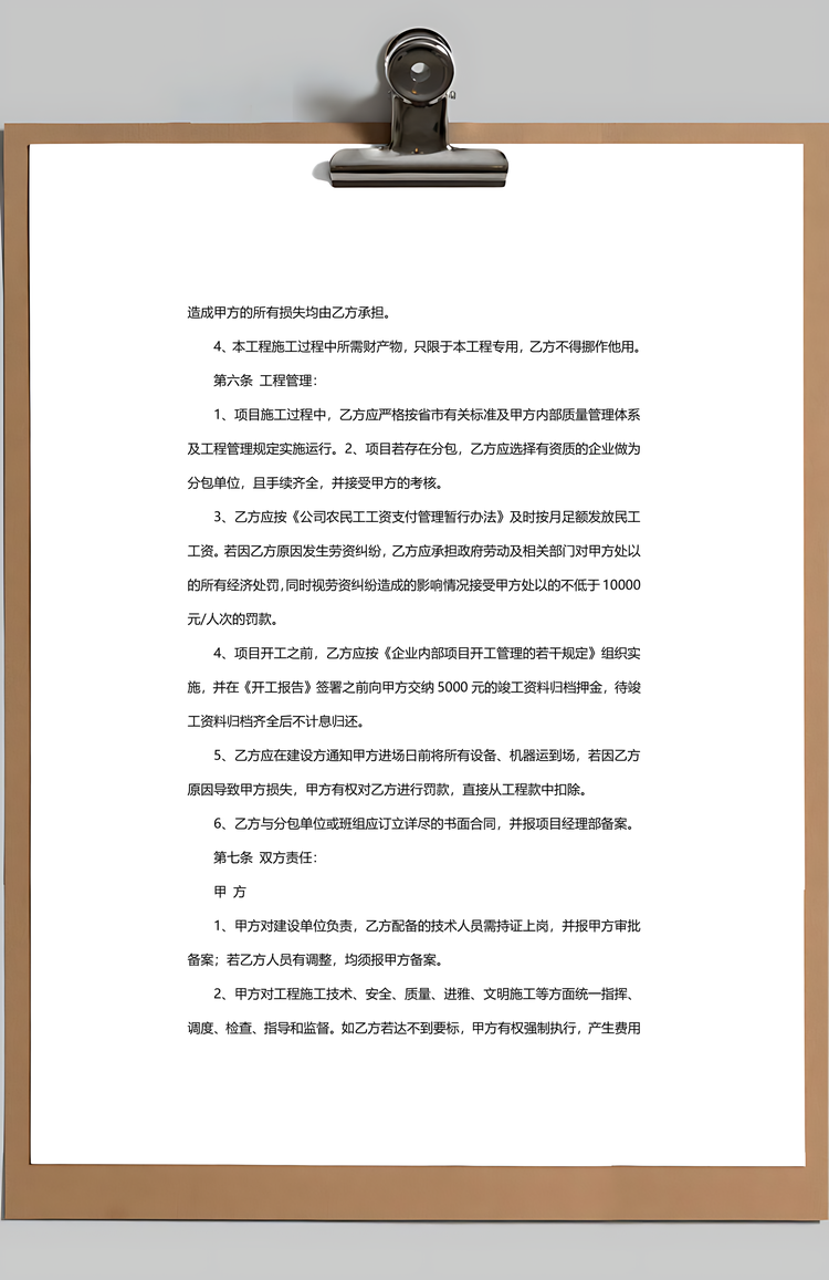 私人工程承包合同范文Word模板