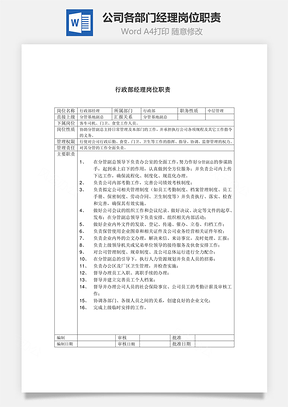 公司各部门经理岗位职责Word文档