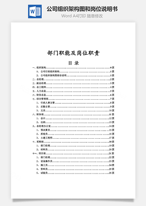 公司组织架构图和岗位说明书Word文档