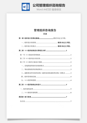 公司管理组织咨询报告Word模板