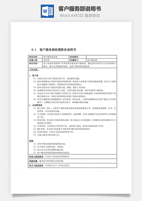 客户服务部说明书Word文档