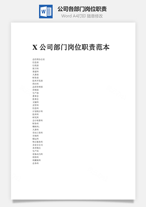 职能公司各部门岗位职责Word模板