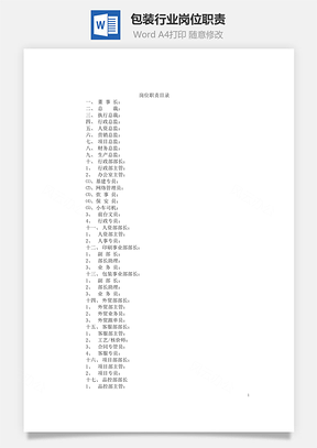 包装行业岗位职责Word模板