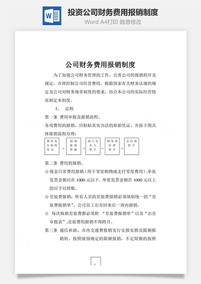 投资公司财务费用报销制度Word文档