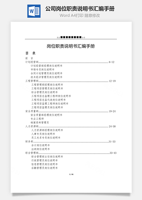 公司岗位职责说明书汇编手册Word文档