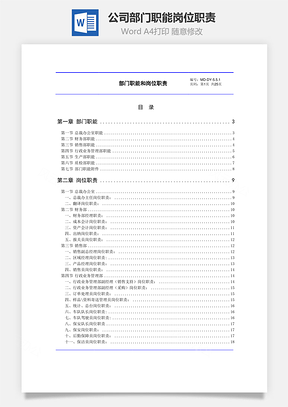 公司部门职能岗位职责Word模板