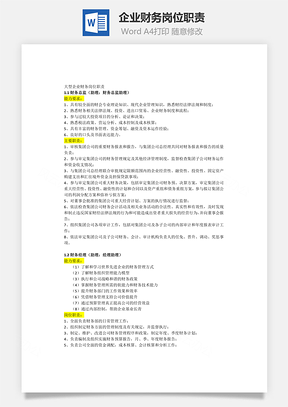 企业财务岗位职责Word文档