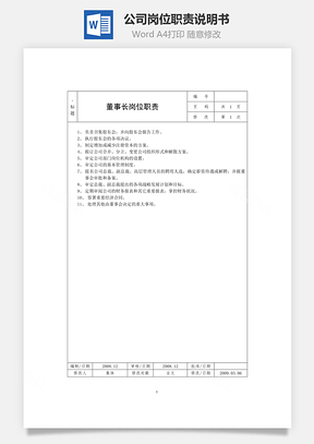 公司岗位职责说明书Word文档