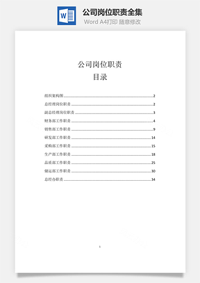 公司岗位职责全集Word文档