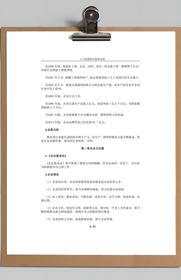 大型制造企业企业员工手册Word模板