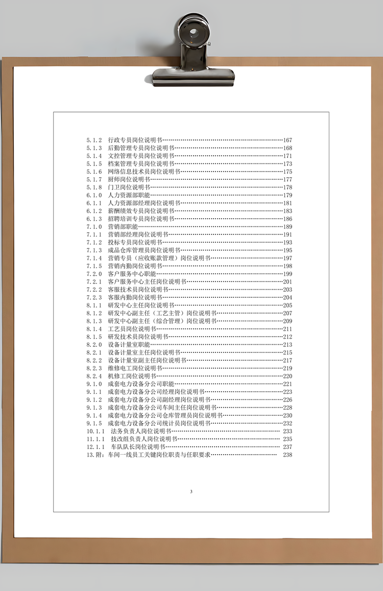 部门职能及岗位说明书Word模板