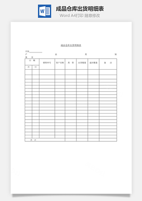 成品仓库出货明细表Word文档