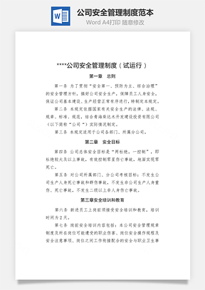 公司安全管理制度范本Word文档