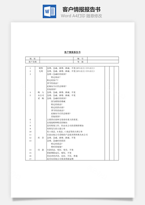 客户情报报告书Word文档