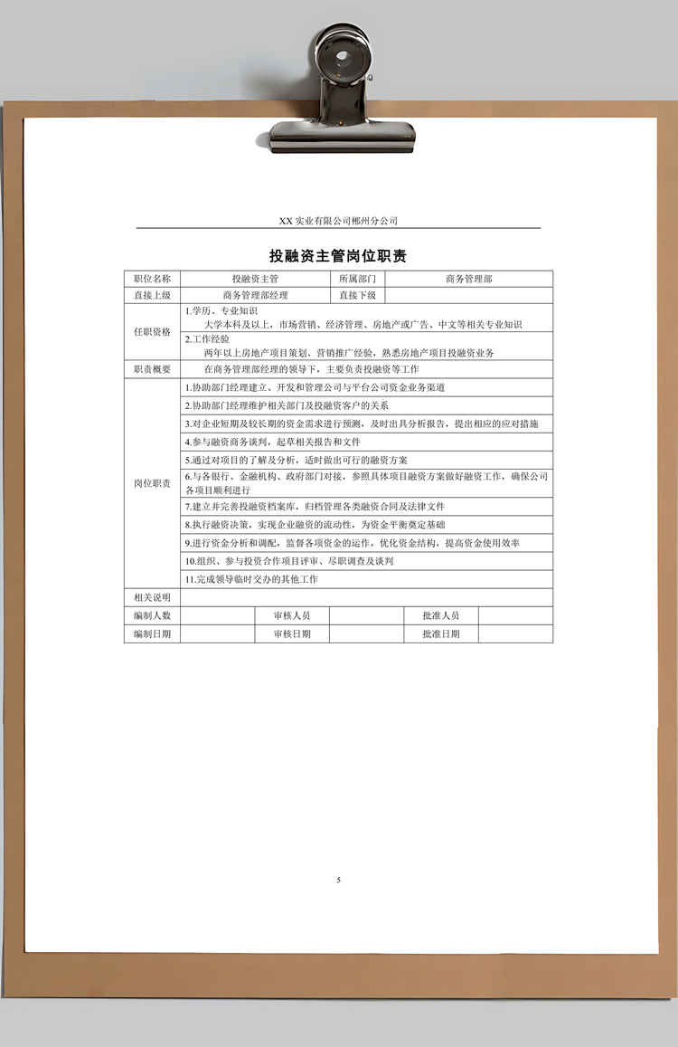 公司各部门组织结构责权与岗位职责Word模板