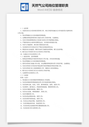 天然气公司岗位管理职责Word文档