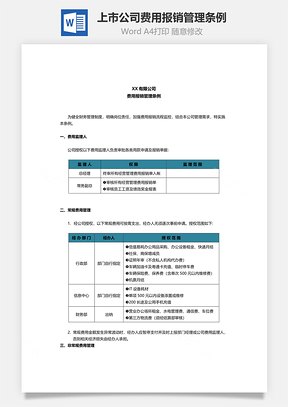 上市公司费用报销管理条例Word文档