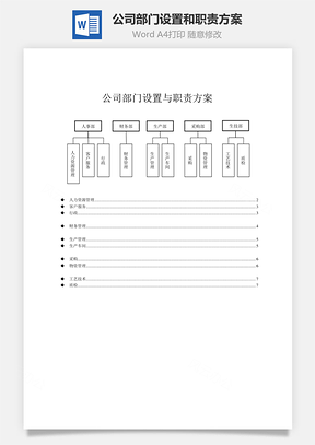 公司部門設(shè)置和職責(zé)方案Word文檔