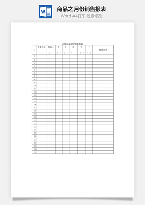 商品之月份销售报表Word文档