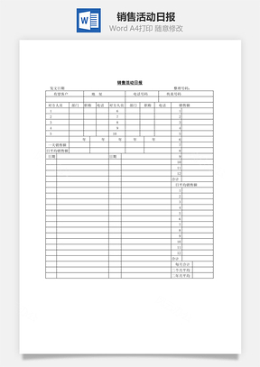 销售活动日报Word模板