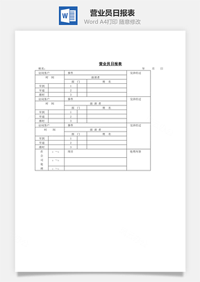 销售营业员日报表Word模板